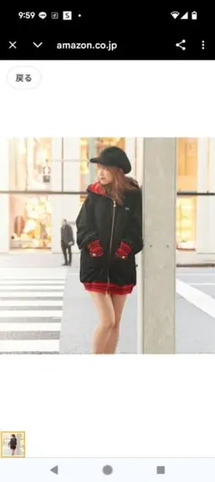 Rody フード付きパーカー 黒/赤