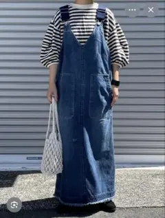 ニコアンド FINEリネンステッチジャンパースカート ストライプ - メルカリ