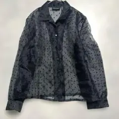 シースルー ドット柄 長袖シャツ