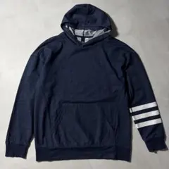 【未使用•XLサイズ】アディダス デニム風 スウェットパーカー 刺繍ロゴ 薄手