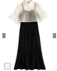 花柄刺繍ボレロ×マーメイドキャミワンピース　グレイル