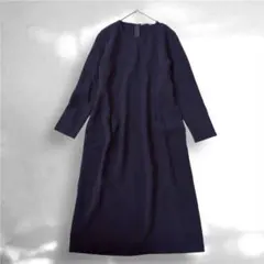 LE PHIL ルフィル バッグ プリーツ シャツ ワンピース ネイビー - メルカリ
