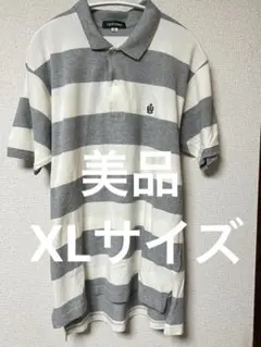 【美品】GIORDANO ジョルダーノ 太ボーダー ポロシャツ XL 刺繍ロゴのサムネイル