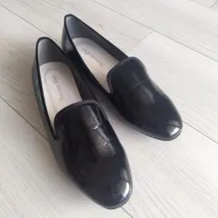 黒の光沢ローファー スリッポンタイプ　23cm 新品タグ付き 超軽量 抗菌 撥水