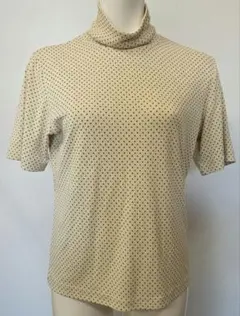 leilian ドット柄 ハイネック 半袖カットソー ベージュ美品 y74のサムネイル