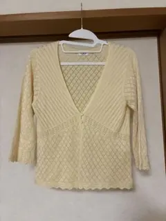 【自由区】カーディガン　アイボリー　Mサイズ相当