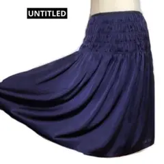 アンタイトル　UNTITLED シャーリング　ひざ丈プリーツスカート　サテン　M