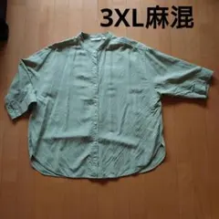 UNIQLO 3XL 麻混　ライトグリーン シャツ 3XL