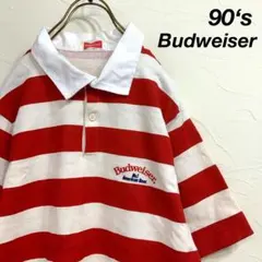 90’s Budweiser バドワイザー ボーダー 半袖 ポロシャツ