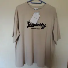 しまむらmyuwa ロゴ刺繍 Tシャツ ベージュ 半袖　3L
