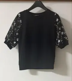 イング INGNI 花柄 刺繍 トレーナー シースルー ブラック トップス 黒