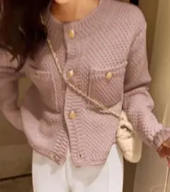 GRL ゴールドボタンショート丈ニットカーディガン