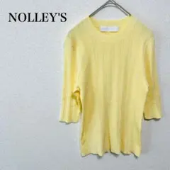【ノーリーズ/NOLLEY'S】半袖 サマーニット リブ 五分袖 丸首 黄【M】