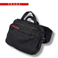 PRADAスポーツ ボディバッグ ダークグレー プラダ PRADA ショルダーバッグ グレー SV金具 レザー メンズ ボディ