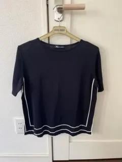 Aquascutum 半袖ニット ネイビー ホワイトラインのサムネイル