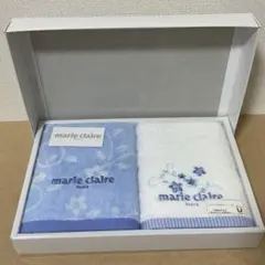 マリクレール　パリ　フェイスタオル2枚セット　水色×白色のサムネイル