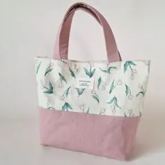 春色♪チューリップ　花柄　ミニトートバッグ　ランチバッグ　ハンドメイド