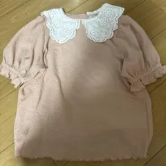 刺繍襟付き 半袖ブラウス ピンクのサムネイル