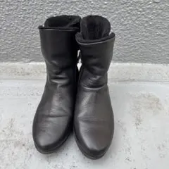 fitfitレザー スエード ファスナー付きブーツ 黒