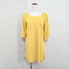 a.v.v 七分袖チュニック タック イエロー（38）体型カバー ゆったりのサムネイル