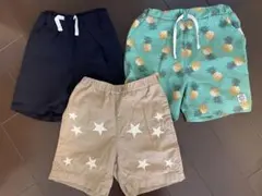 パイナップル柄・星柄・無地ハーフパンツ3枚セット