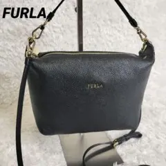 美品 フルラ ソフィー 2way ショルダーバッグ ブラック ハンド 金具ポーチ