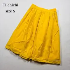 美品 Ti chichi イエロー フレアスカート プリーツ ミディ丈 S 黄色のサムネイル