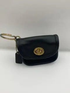 美品 オールドコーチ コインケース レザー ネイビー ターンロック 小銭