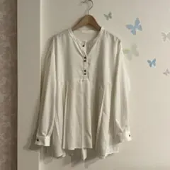 16【M】クラシカルエルフ　バンドカラー　プリーツ　ブラウス　ホワイトのサムネイル