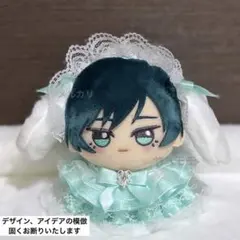 ぬい服 レースフリルドレス 垂れ耳ヘッドドレス セット ミント ちびぐるみ