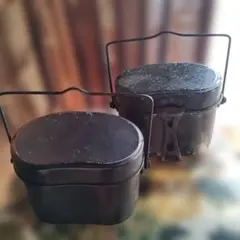 飯盒 2個セット アウトドア キャンプ 調理器具　レトロ　古道具　飯ごう炊飯のサムネイル