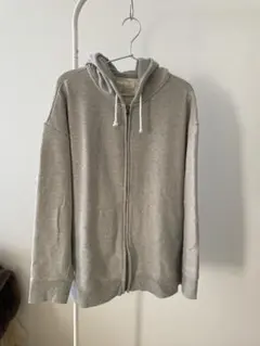 【最終値下げ】無印グレー コットン混紡 ジップパーカー　男女兼用L-XL