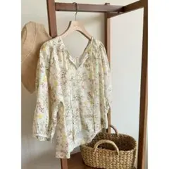 超人気商品 ブラウスI 七分袖 ゆったり 薄手 着痩せ 大きいサイズ プリント