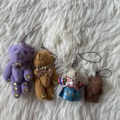 くま ぬいぐるみ マスコット ストラップ 4点セット