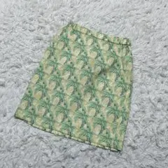 【c7558】any sis 膝丈スカート　タイト　総柄　黄緑