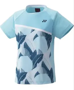 【美品】YONEX 水色葉柄シャツ Lサイズ