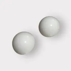 ④ 大ぶり 白 イヤリング ヴィンテージ ラウンド ホワイト レトロ クリップ式