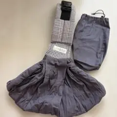 抱っこひも チェック柄 グレー 収納袋付き