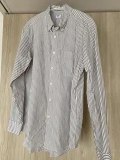 UNIQLO ユニクロ ブロードシャツ/ストライプ/ベージュ M
