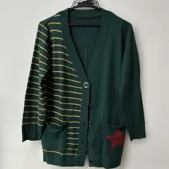 緑　ボーダーカーディガン