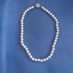 新品未使用☆グレー石付きオーストラリアンパールネックレス45cm8mm 
