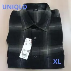 【タグ付き】UNIQLO ブラックチェックネルシャツ XL
