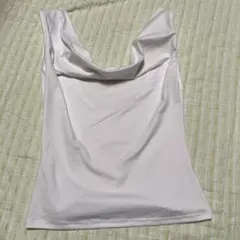 ホワイト ドレープネック タンクトップ　S