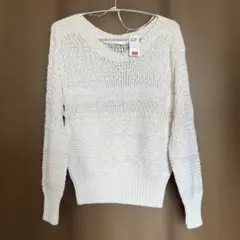 GAP ホワイト 長袖ニットセーター M