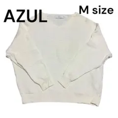 AZUL ホワイト Vネック セーター Mサイズ　春服　ドルマンニットトップス