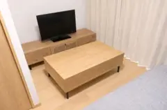 昇降式木製センターテーブル 100cm