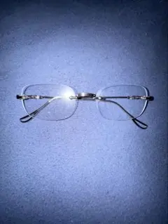 シルバーメタルフレーム 長方形メガネ