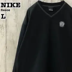 ナイキ US古着 刺繍ロゴ 刺繍スウッシュ Vネック プルオーバー フリース L