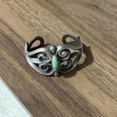 新品 未使用 ナバホ族 FY刻印 蝶 バングル ブレスレット マラカイト
