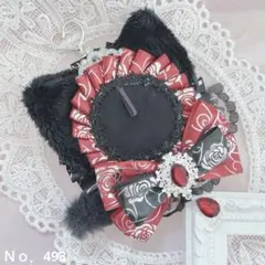 痛ロゼット　赤　レッド　猫ロゼット　ロゼット　黒猫　クラウン　ねこみみ